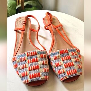 Tory Burch Orange and Multicolor Sandals